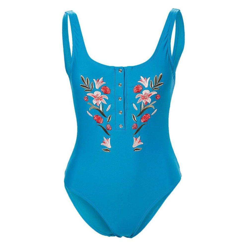 NWT Medium Vigoss Blue Floral One-Piece Swimsuit